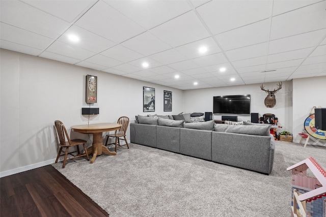 1428 Timber Ridge Trl NE, Solon, IA 52333 - living area featuring dark wood-type flooring and recessed lighting
