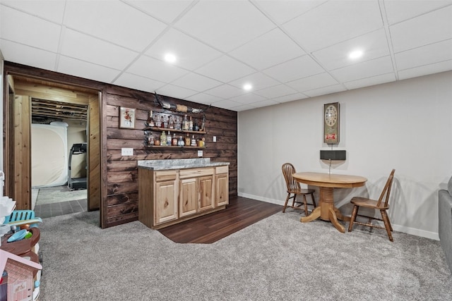 1428 Timber Ridge Trl NE, Solon, IA 52333 - indoor dry bar featuring dark colored carpet, recessed lighting, and a paneled ceiling