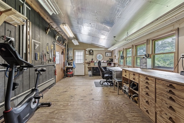 1428 Timber Ridge Trl NE, Solon, IA 52333 - office area with a workshop area and lofted ceiling
