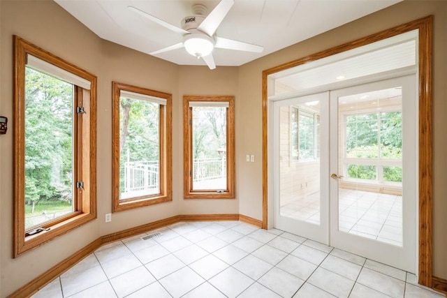 3519 Timber Ridge Trl NE, Cedar Rapids, IA 52411 - doorway to outside featuring a ceiling fan and french doors