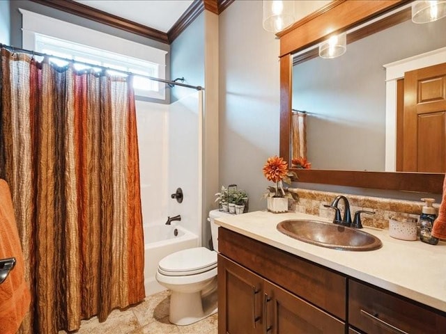 4390 Flagstick Dr, Marion, IA 52302 - bathroom with vanity, crown molding, and shower / tub combo
