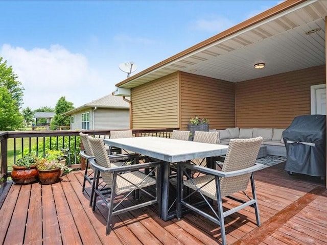4390 Flagstick Dr, Marion, IA 52302 - wooden terrace featuring a grill and outdoor dining area