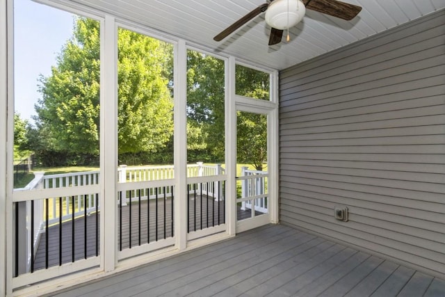3076 Lower W Branch Rd, Iowa City, IA 52245 - unfurnished sunroom featuring a ceiling fan and healthy amount of natural light