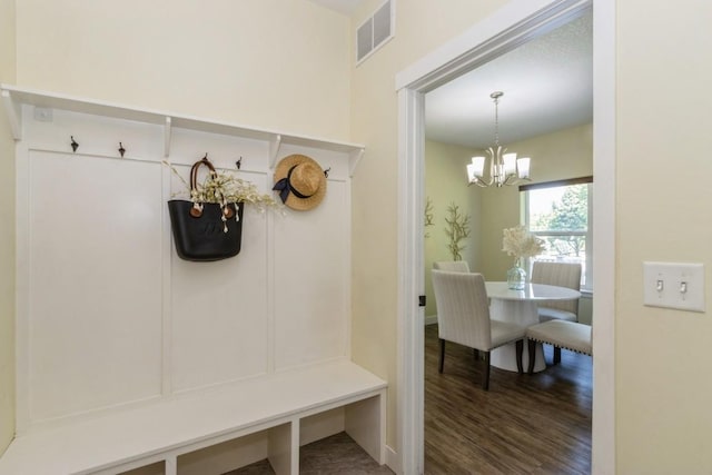 3076 Lower W Branch Rd, Iowa City, IA 52245 - mudroom with a chandelier and wood finished floors