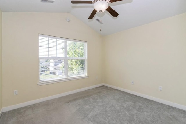 3076 Lower W Branch Rd, Iowa City, IA 52245 - carpeted empty room featuring vaulted ceiling and a ceiling fan