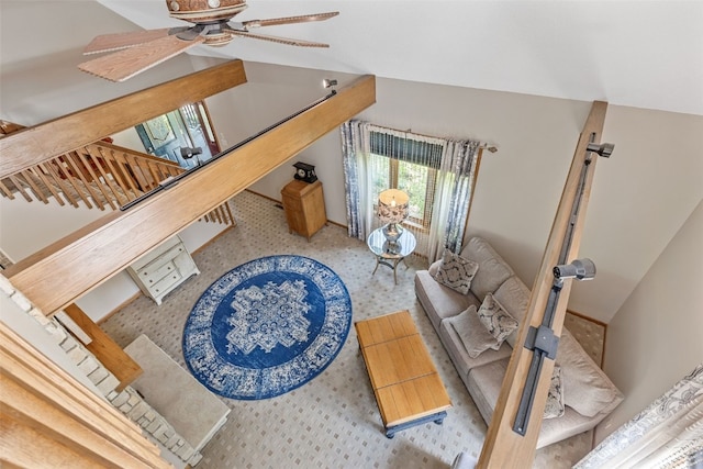 3496 E Otter Rd, Marion, IA 52302 - living area featuring a ceiling fan and carpet