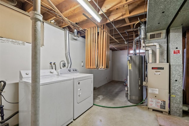 425 28th St NW, Cedar Rapids, IA 52405 - washroom featuring water heater, washing machine and dryer, and heating unit