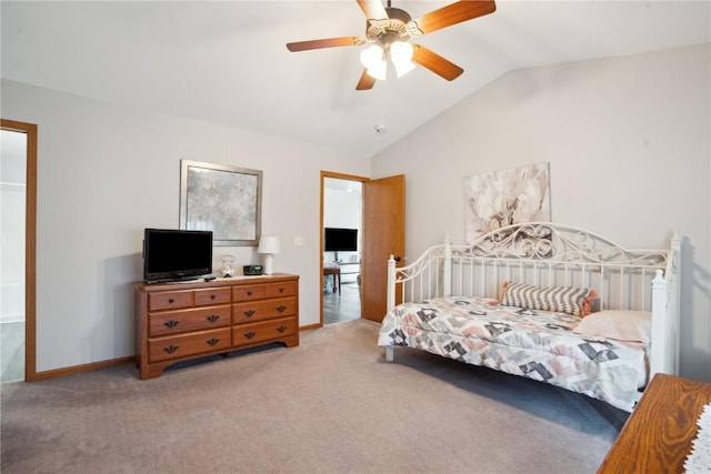 1727 Hunters Creek Way, Marion, IA 52302 - bedroom featuring lofted ceiling, light carpet, and ceiling fan