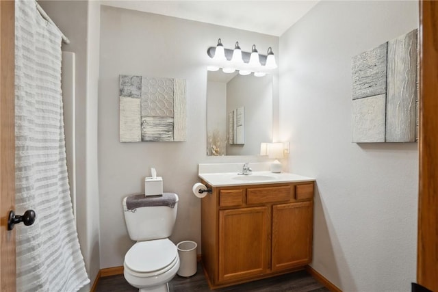 1727 Hunters Creek Way, Marion, IA 52302 - full bathroom with vanity, wood finished floors, and a shower with curtain