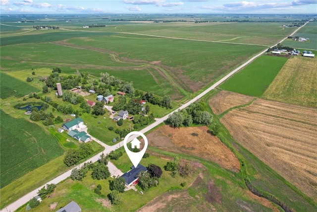 6752 29th Ave, Shellsburg, IA 52332 - aerial view of property's location featuring rural landscape and extensive farmland
