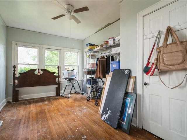 1551 C Ave NE, Cedar Rapids, IA 52402 - workout room featuring wood-type flooring and a ceiling fan