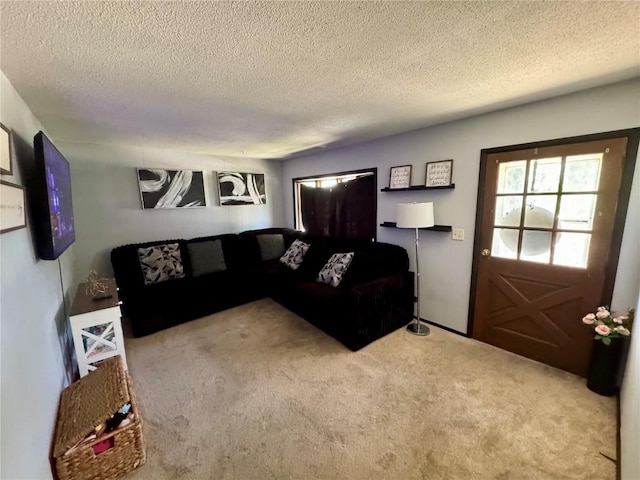72 Fleetwood Rd NW, Cedar Rapids, IA 52405 - carpeted living room with a textured ceiling