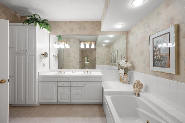 1661 Bilgarie Ct NE Unit A, Cedar Rapids, IA 52402 - full bathroom featuring a jetted tub, double vanity, and wallpapered walls