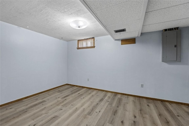 340 18th St NW, Cedar Rapids, IA 52405 - below grade area with electric panel and light wood-type flooring
