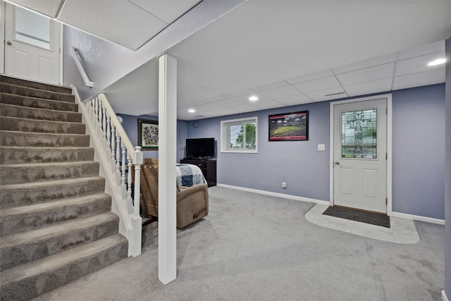 7812 Wieneke Cir, Cedar Rapids, IA 52404 - foyer entrance with carpet and stairway