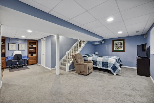 7812 Wieneke Cir, Cedar Rapids, IA 52404 - carpeted bedroom featuring a paneled ceiling, a desk, and recessed lighting