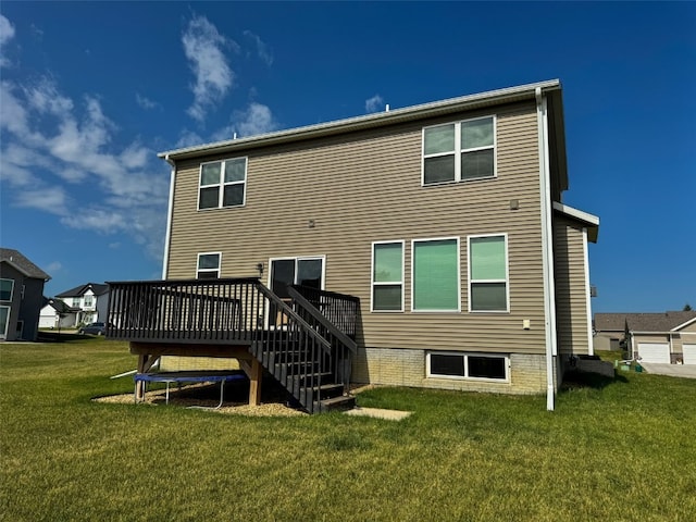 509 Grey Slate Dr SW, Cedar Rapids, IA 52404 - rear view of house featuring a wooden deck, a lawn, and stairs