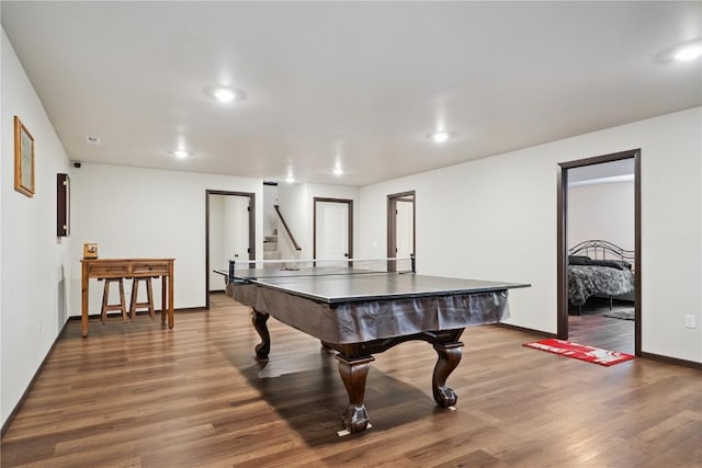 915 Prairie View Dr, West Branch, IA 52358 - game room featuring wood finished floors and recessed lighting
