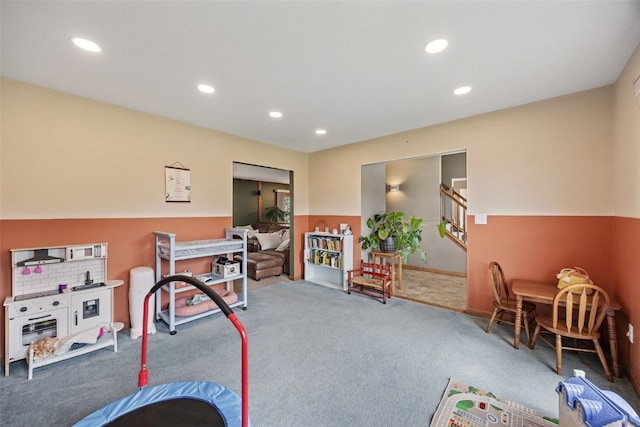 1720 Charleston Dr, Marion, IA 52302 - rec room featuring carpet flooring and recessed lighting