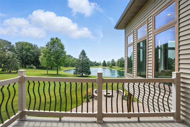 701 Sherwood Dr, Iowa City, IA 52245 - balcony with a water view and view of scattered trees