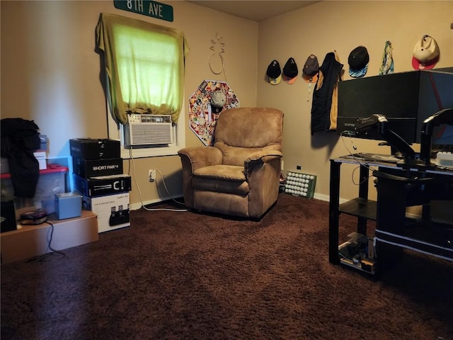 904 10th St, Belle Plaine, IA 52208 - living area featuring carpet flooring and cooling unit