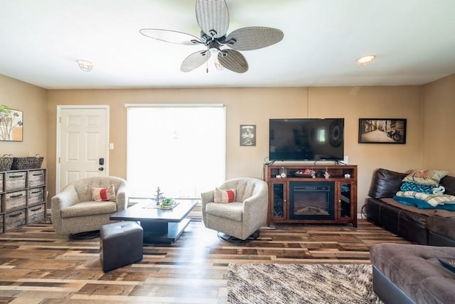 4524 Benton St, Cedar Rapids, IA 52402 - living room with wood finished floors and ceiling fan