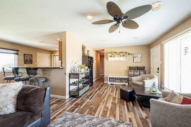 4524 Benton St, Cedar Rapids, IA 52402 - living room with wood finished floors and a ceiling fan