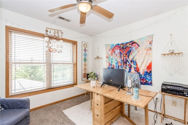 1017 Langenberg Ave, Iowa City, IA 52240 - home office featuring light colored carpet, plenty of natural light, and ceiling fan