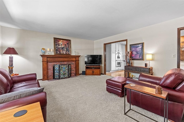927 Southlawn Dr, Iowa City, IA 52245 - living area with light colored carpet and a fireplace