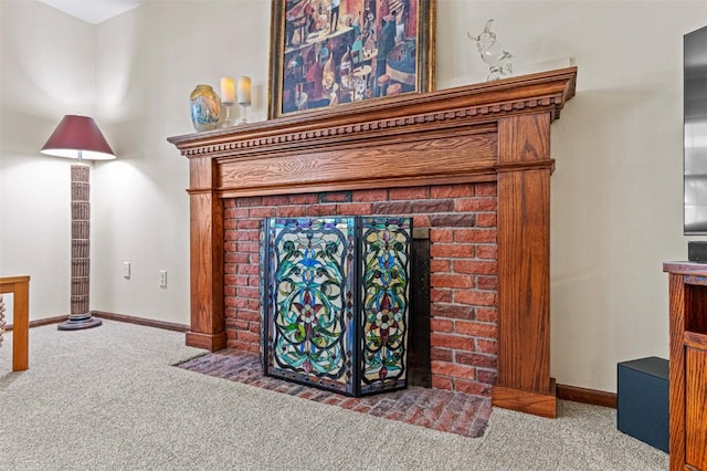 927 Southlawn Dr, Iowa City, IA 52245 - detailed view of carpet flooring and a brick fireplace