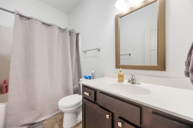 281 Danielle St, Iowa City, IA 52245 - bathroom featuring vanity, shower / bath combo with shower curtain, and tile patterned flooring