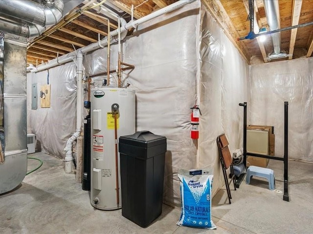 550 Meadow Oak Cir, Fairfax, IA 52228 - unfinished basement with electric water heater and a water softener system