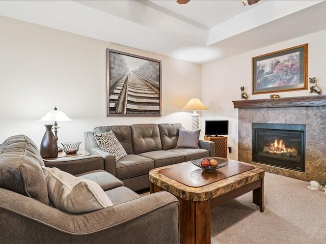 550 Meadow Oak Cir, Fairfax, IA 52228 - living room with carpet flooring and a tile fireplace