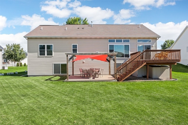 2515 Woodhill Dr SW, Cedar Rapids, IA 52404 - rear view of house featuring a deck, a pergola, a yard, stairs, and a patio