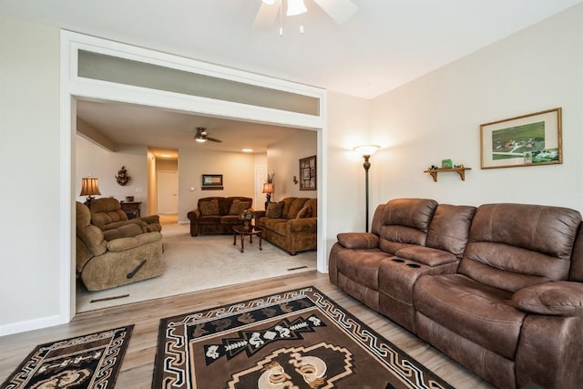 4405 Westchester Dr Unit B, Cedar Rapids, IA 52402 - living room featuring ceiling fan and wood finished floors