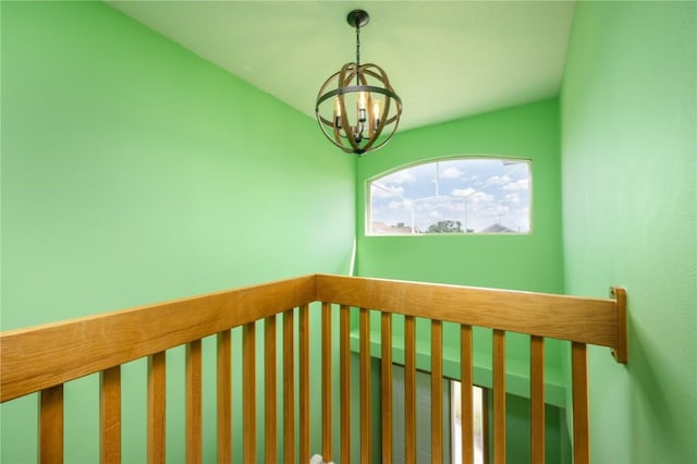 6514 Fox Run Dr SW, Cedar Rapids, IA 52404 - stairway featuring a chandelier