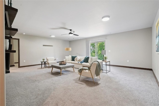 713 Hillside Dr, Tiffin, IA 52340 - carpeted living room with baseboards and a ceiling fan