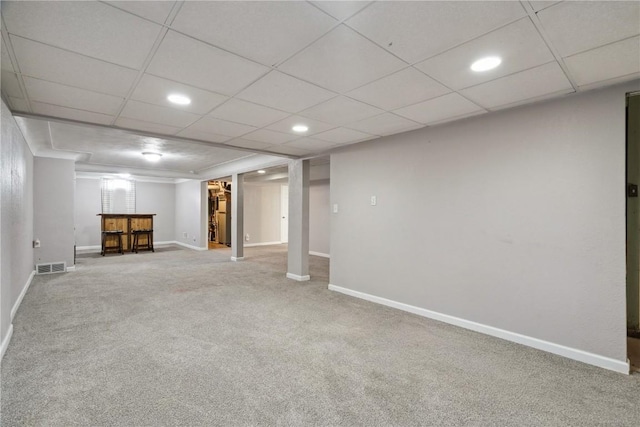 3642 Redbud Rd NE, Cedar Rapids, IA 52402 - finished below grade area with a dry bar, carpet floors, and recessed lighting