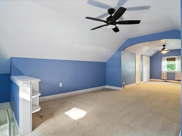 425 24th NE, Cedar Rapids, IA 52402 - additional living space featuring ceiling fan, carpet floors, and lofted ceiling