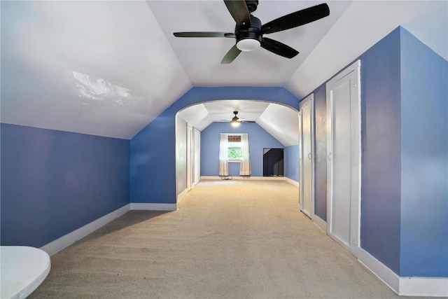 425 24th NE, Cedar Rapids, IA 52402 - bonus room with vaulted ceiling, carpet flooring, and a ceiling fan
