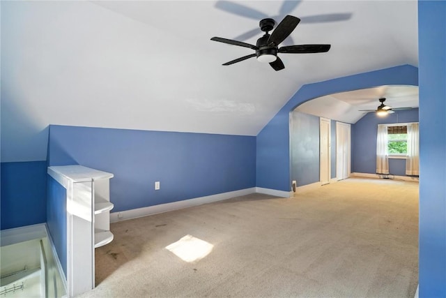 425 24th NE, Cedar Rapids, IA 52402 - bonus room featuring a ceiling fan, carpet flooring, and lofted ceiling