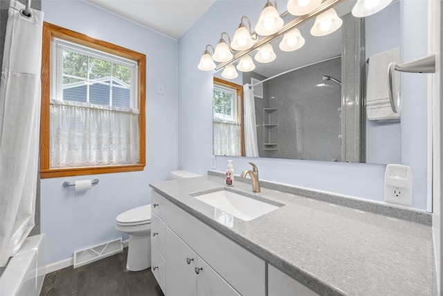 330 E S St, Lisbon, IA 52253 - full bathroom with vanity, tile patterned flooring, and shower / tub combo with curtain