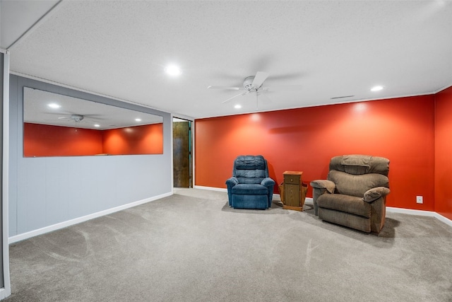 330 E S St, Lisbon, IA 52253 - living area featuring recessed lighting, carpet, and a ceiling fan