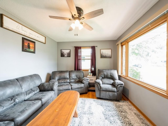 820 Hillview Dr, Marion, IA 52302 - living area with plenty of natural light, ceiling fan, and light wood-style flooring