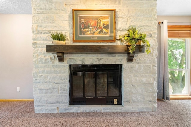 101 Golf Cir, Winfield, IA 52659 - detailed view of carpet floors and a large fireplace