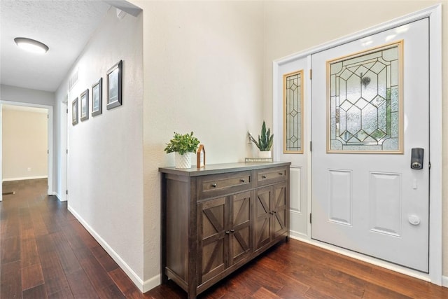 101 Golf Cir, Winfield, IA 52659 - foyer entrance featuring dark wood-type flooring and a textured ceiling