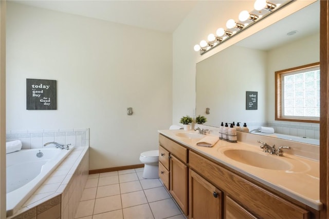 4118 Paradise Ct NW, Cedar Rapids, IA 52405 - full bath with double vanity, a bath, and tile patterned floors