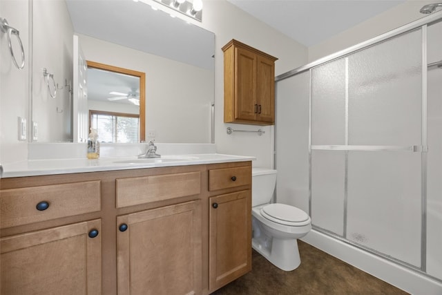 2054 Shortgrass Pl, Marion, IA 52302 - full bathroom with a shower stall, vanity, and a ceiling fan