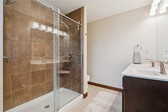 8313 Monterey Dr NE, Cedar Rapids, IA 52402 - full bathroom with vanity, a stall shower, and tile patterned floors