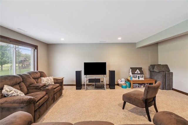 8313 Monterey Dr NE, Cedar Rapids, IA 52402 - living room featuring light colored carpet and recessed lighting